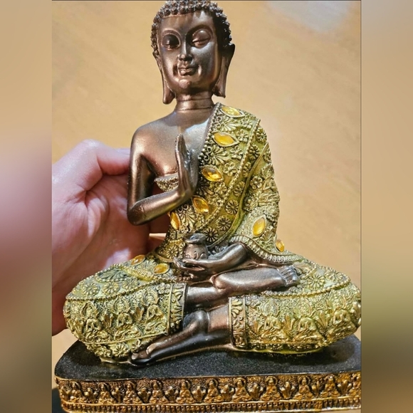 Meditating Thai Buddha Goddess Rhinestones Zen Yoga Figurine Decor